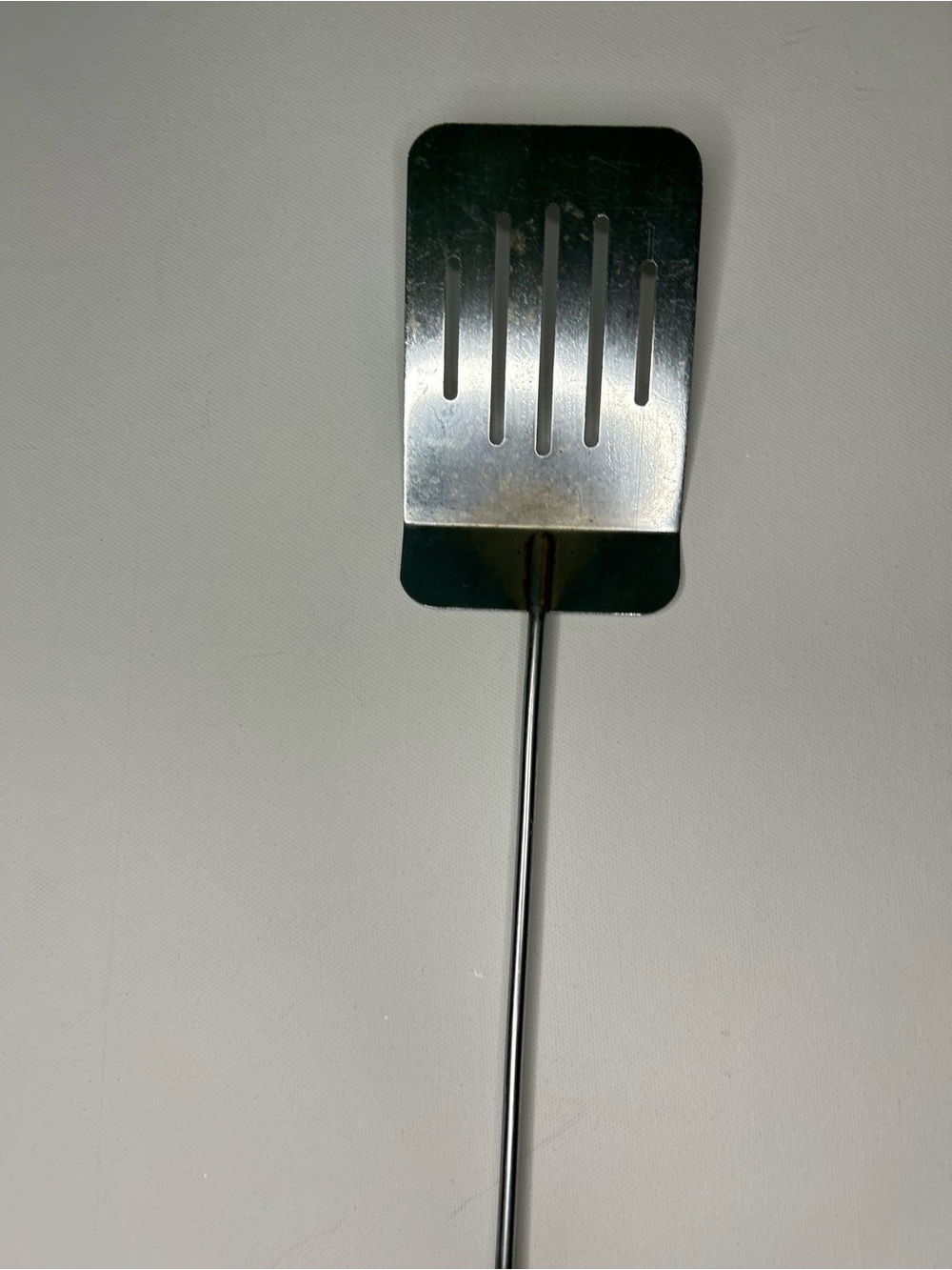 Vintage 80s Long Wood Handle Stainless Steel Slotted BBQ Spatula - Picture 2 of 7